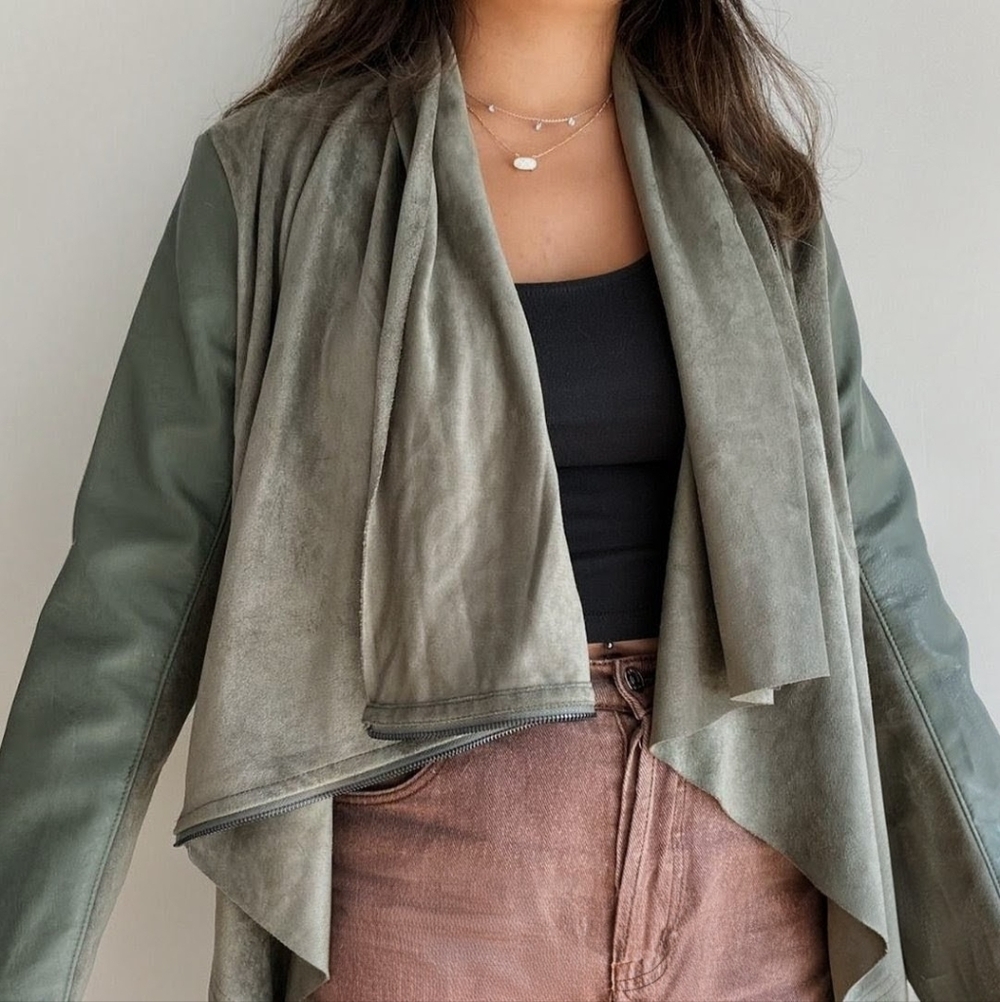 Blanknyc Green Faux Leather w/ Draped Collar